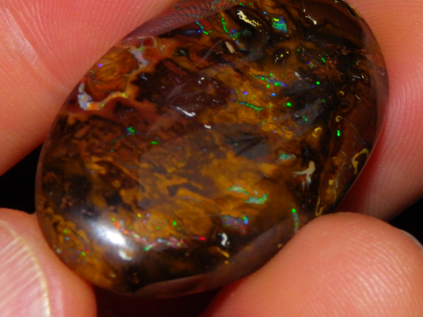 Nice Large Koroit Opal Cab 66.4cts Green/Blue/Red Fires Queensland Australia