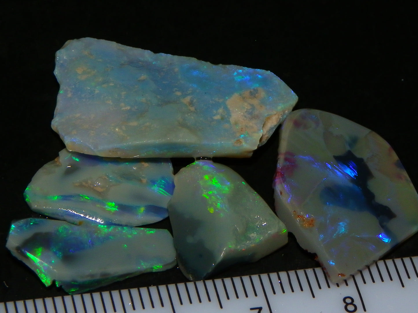 Nice Rubbed/Rough Opals 28.5cts Lightning Ridge South Australia Blue/Greens