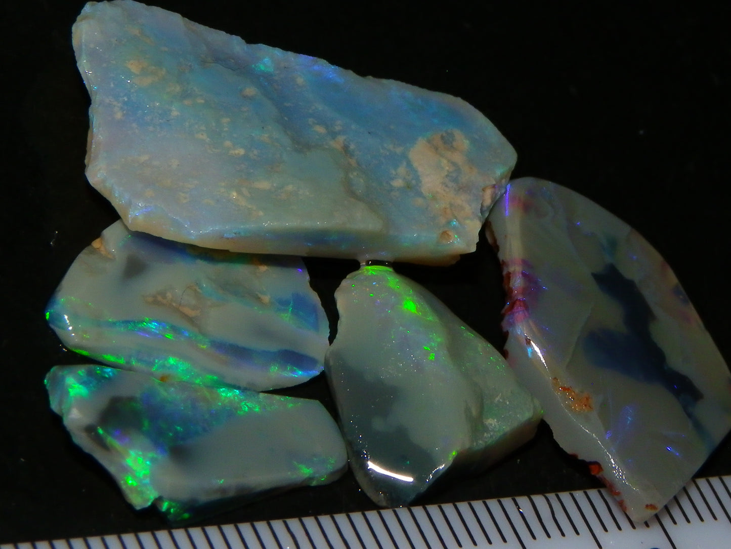 Nice Rubbed/Rough Opals 28.5cts Lightning Ridge South Australia Blue/Greens