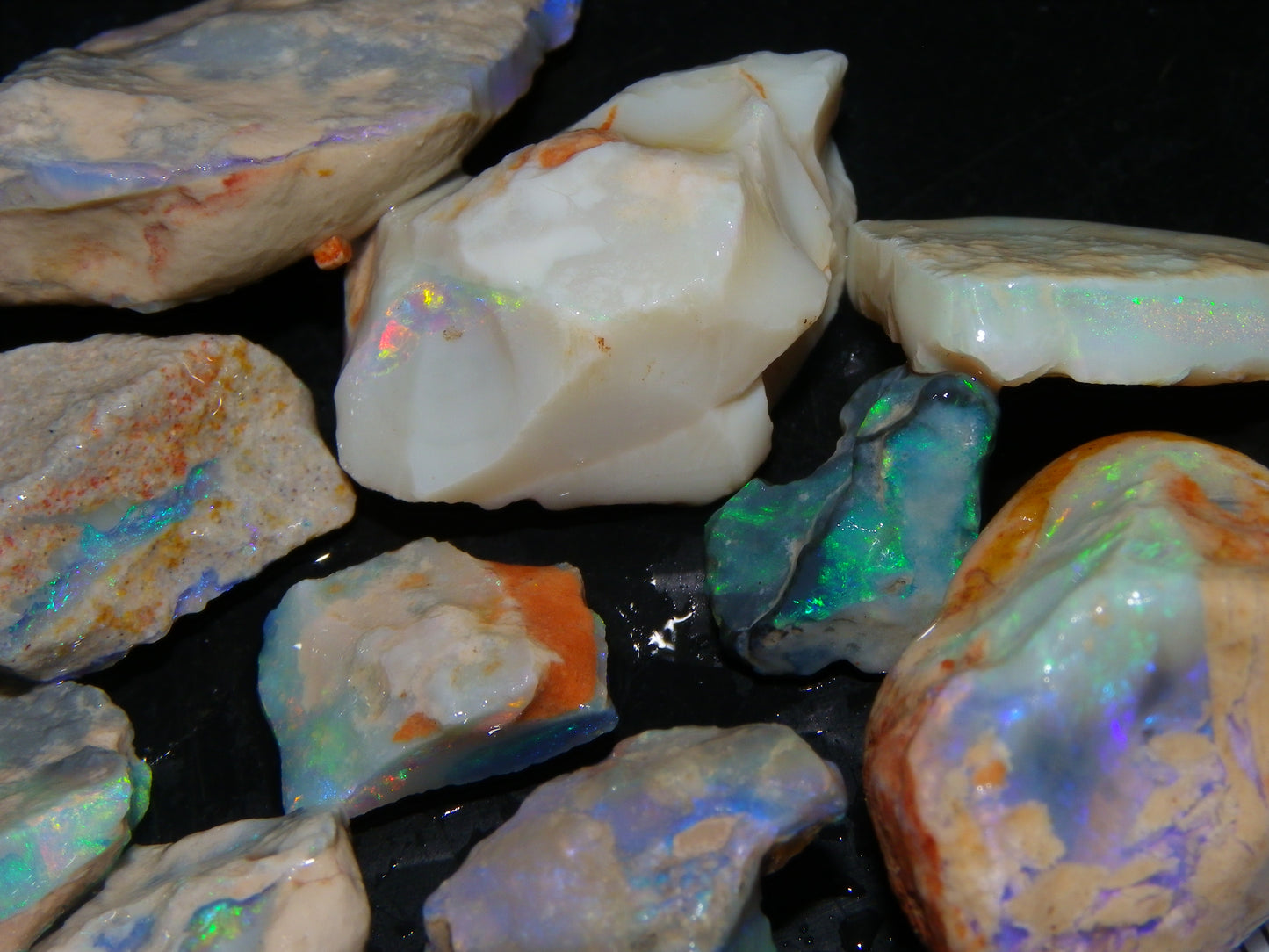 Nice Rough Opal Parcel 137cts Lightning Ridge Australia Blue/Green Crystal Nobby/Seam