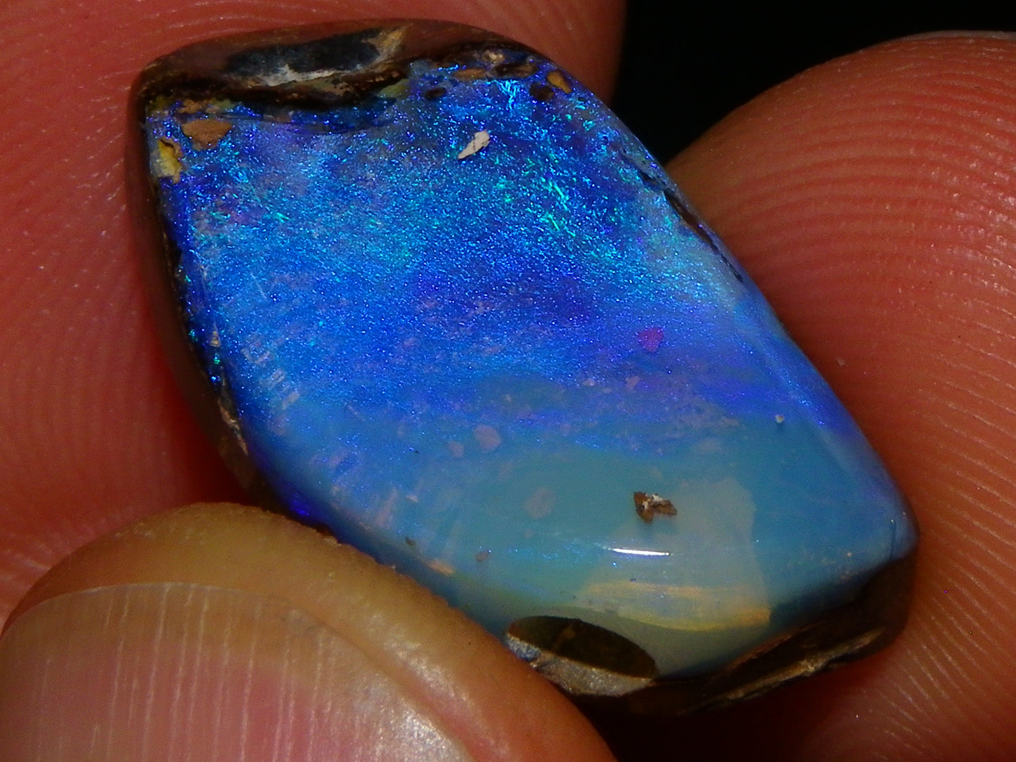 Nice Polished/Drilled Boulder Opal Pendant 17.5cts Blue/Purples Queensland Australia