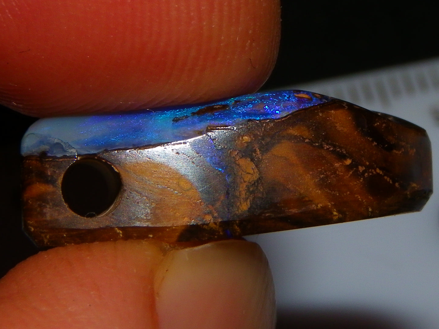 Nice Polished/Drilled Boulder Opal Pendant 17.5cts Blue/Purples Queensland Australia