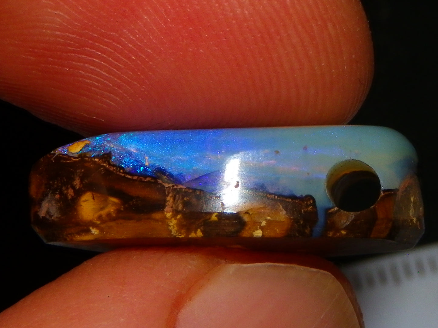 Nice Polished/Drilled Boulder Opal Pendant 17.5cts Blue/Purples Queensland Australia