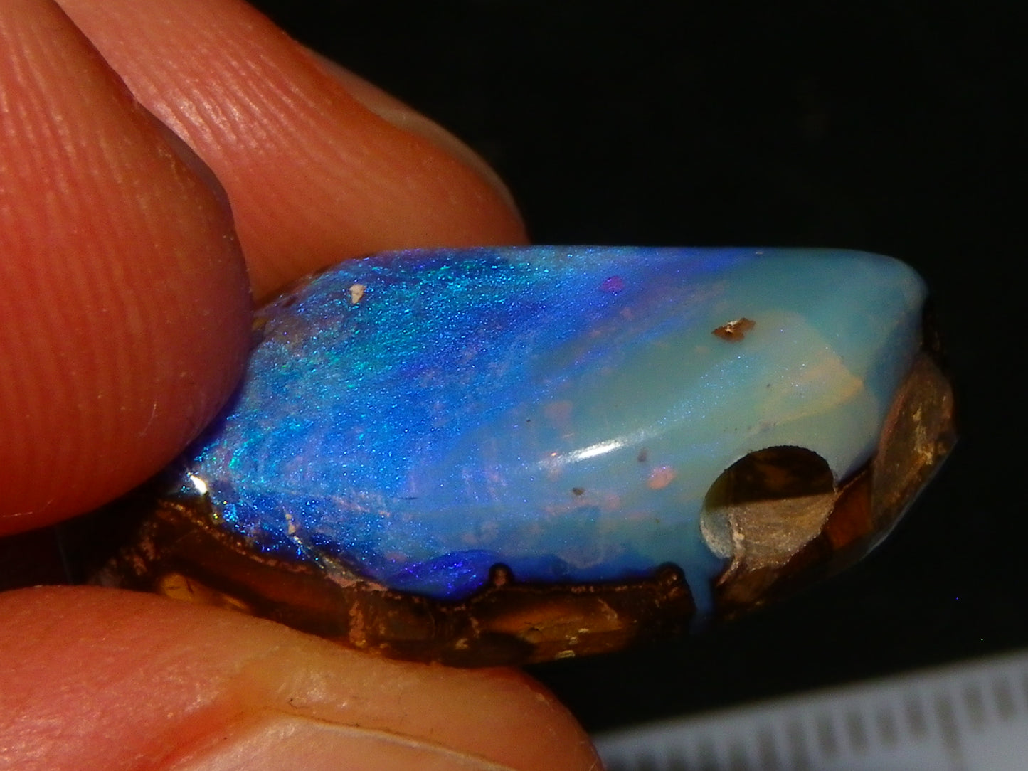 Nice Polished/Drilled Boulder Opal Pendant 17.5cts Blue/Purples Queensland Australia