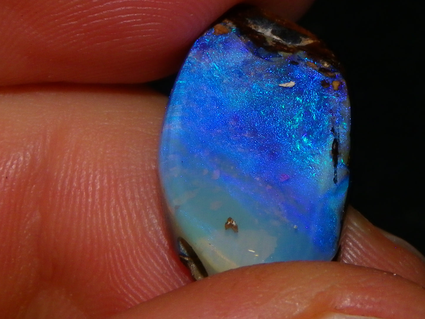 Nice Polished/Drilled Boulder Opal Pendant 17.5cts Blue/Purples Queensland Australia