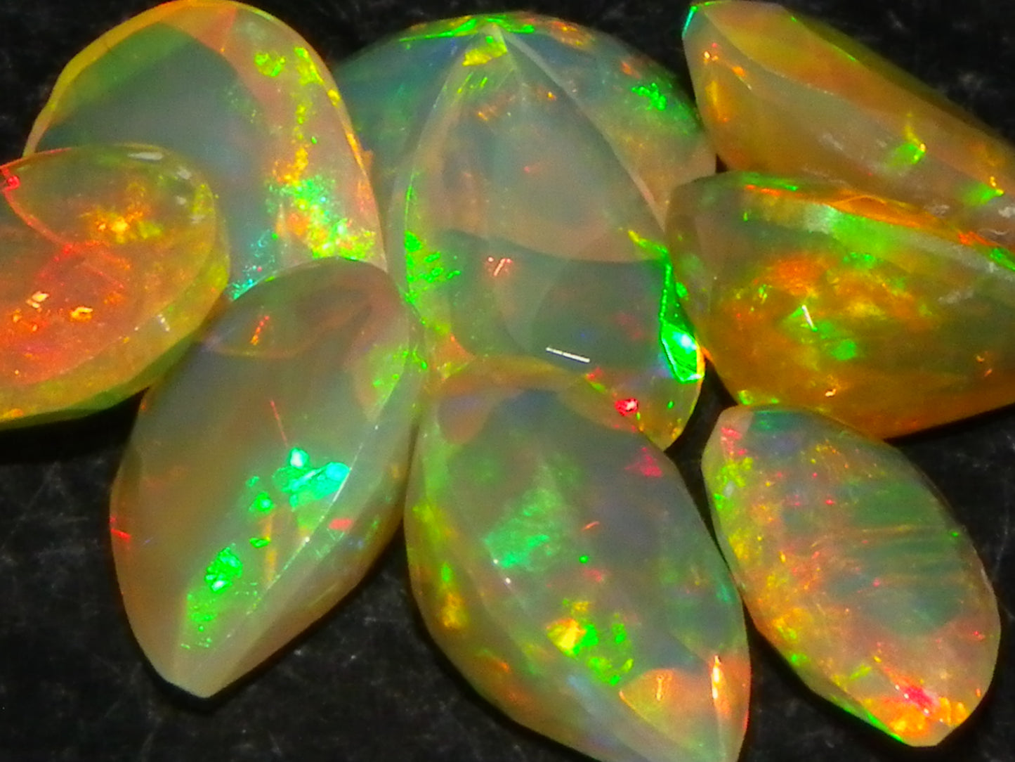 9 Nice Quality Welo Opal Faceted Stones 6.6cts Multicolour Fires Ring Stones