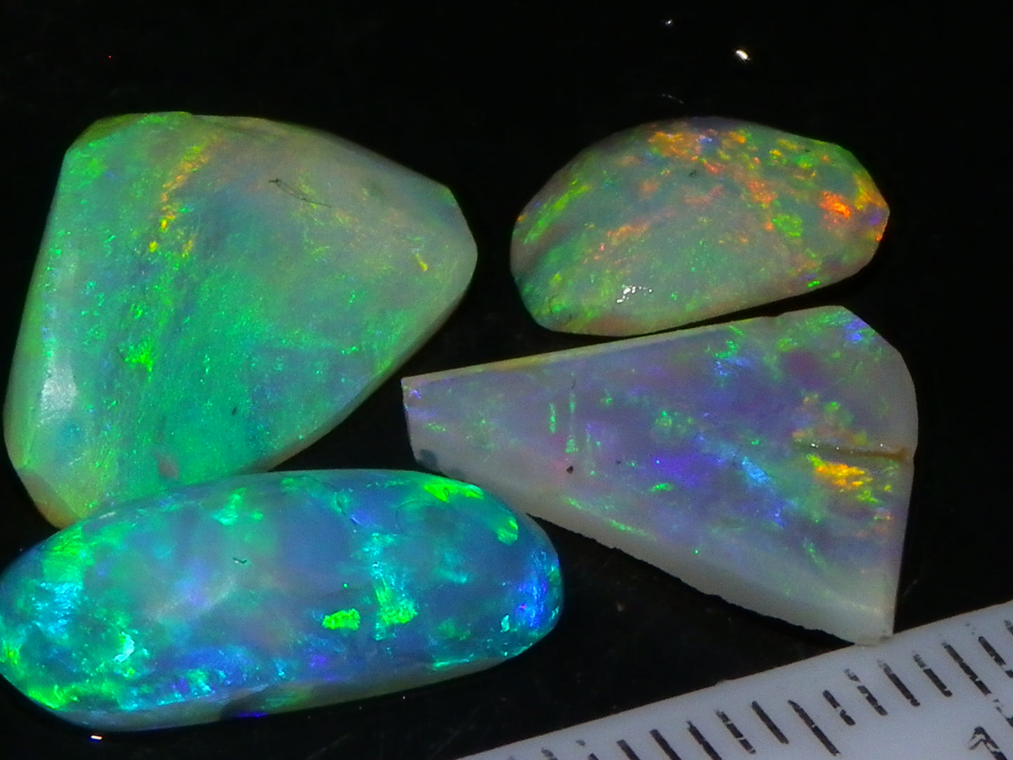 4 Gem Crystal Opal Rubs 12.45cts Lightning Ridge Australia Fires/Multicolours