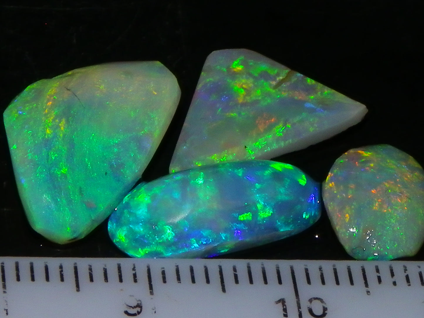 4 Gem Crystal Opal Rubs 12.45cts Lightning Ridge Australia Fires/Multicolours