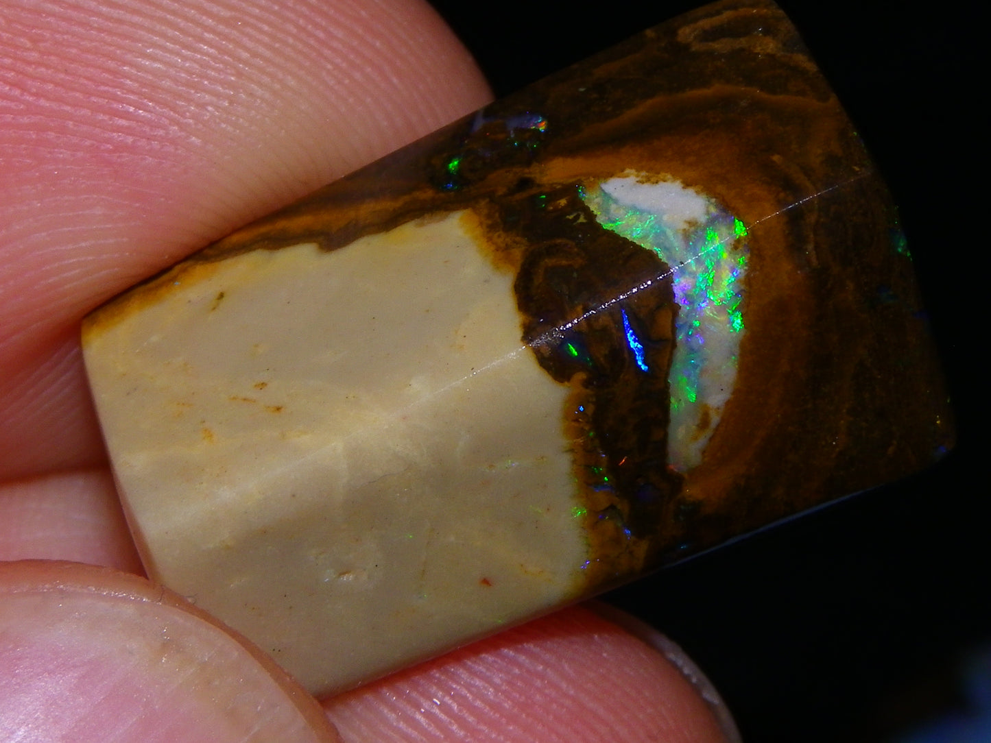 7 Nice Rubbed/Preform Bpulder Opal Cabs 239cts Fires/Veins/Patterns Qld Australia