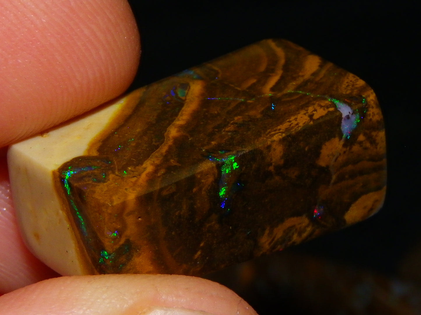 7 Nice Rubbed/Preform Bpulder Opal Cabs 239cts Fires/Veins/Patterns Qld Australia