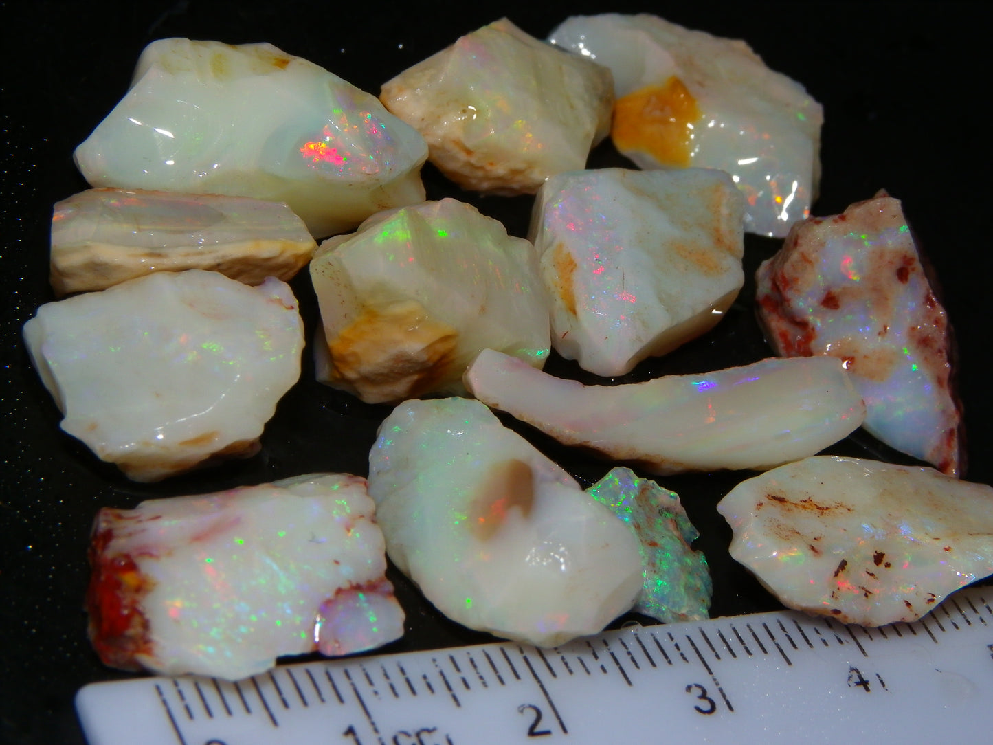 Nice Coober Pedy White/Milky Base Seam Opal Parcel 83.7cts Some Multicolours