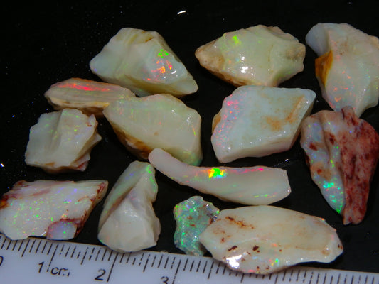 Nice Coober Pedy White/Milky Base Seam Opal Parcel 83.7cts Some Multicolours