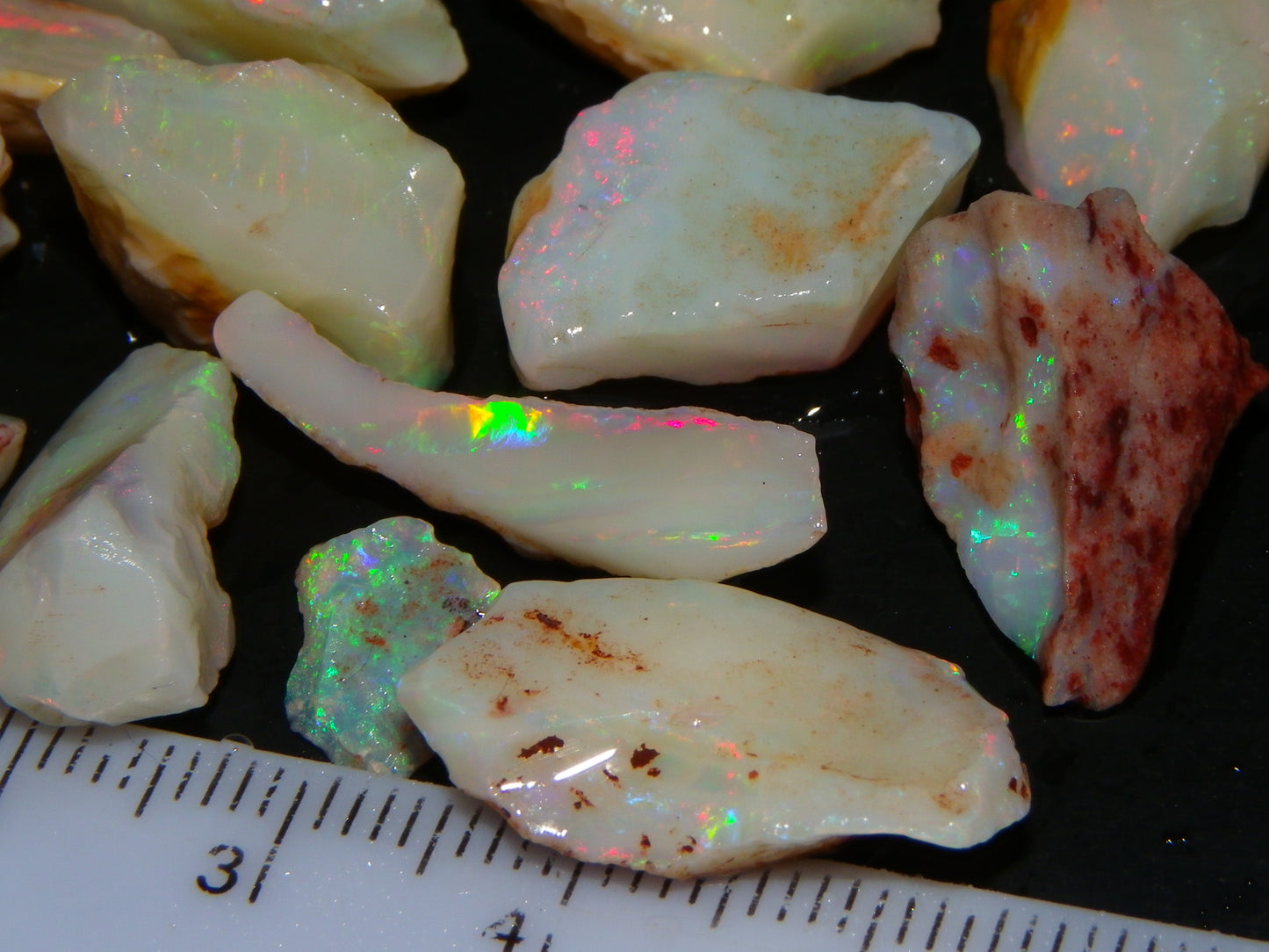 Nice Coober Pedy White/Milky Base Seam Opal Parcel 83.7cts Some Multicolours