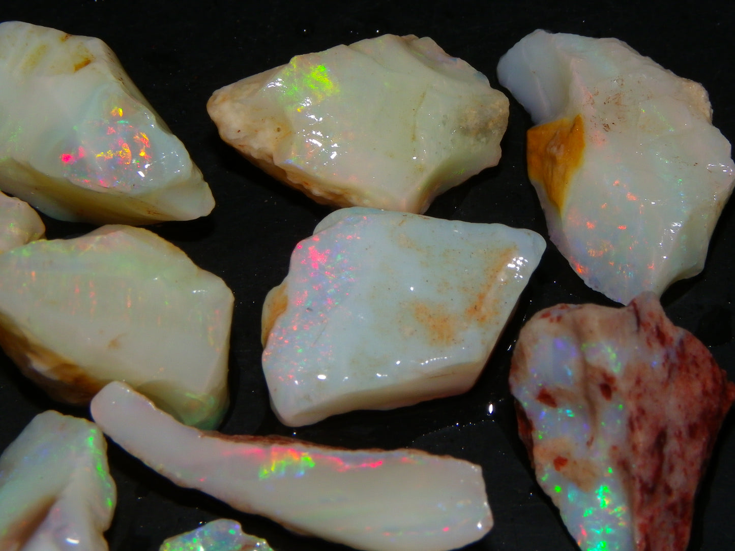 Nice Coober Pedy White/Milky Base Seam Opal Parcel 83.7cts Some Multicolours