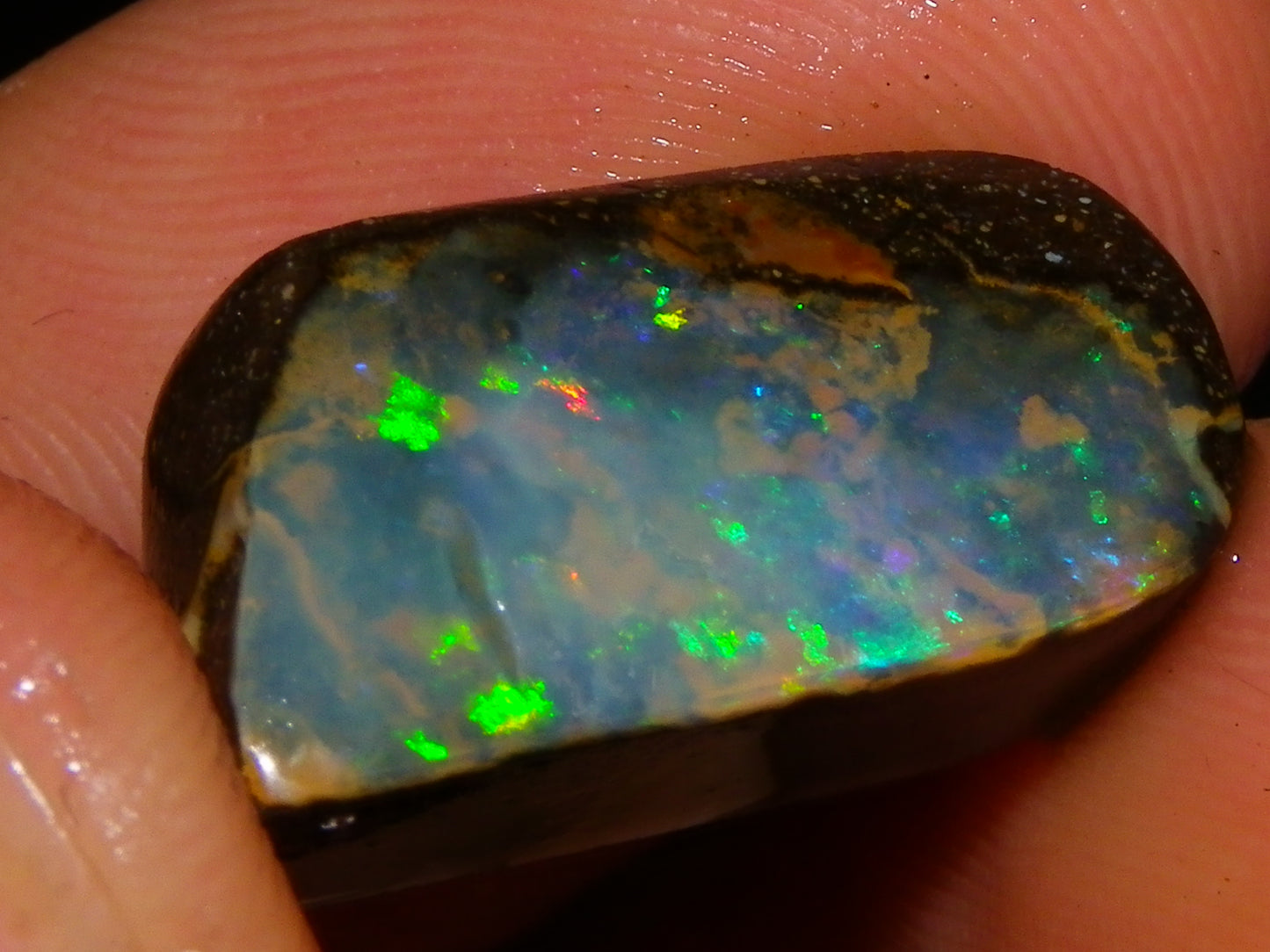 7 Nice Rubbed/Preform Bpulder Opal Cabs 239cts Fires/Veins/Patterns Qld Australia