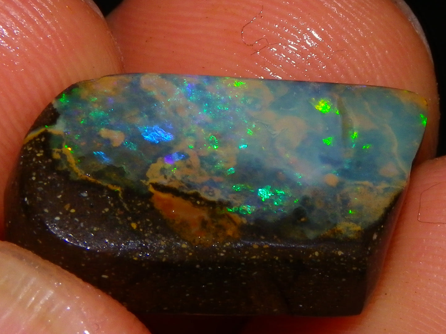 7 Nice Rubbed/Preform Bpulder Opal Cabs 239cts Fires/Veins/Patterns Qld Australia