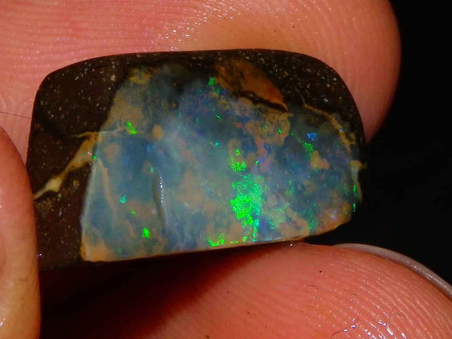 7 Nice Rubbed/Preform Bpulder Opal Cabs 239cts Fires/Veins/Patterns Qld Australia