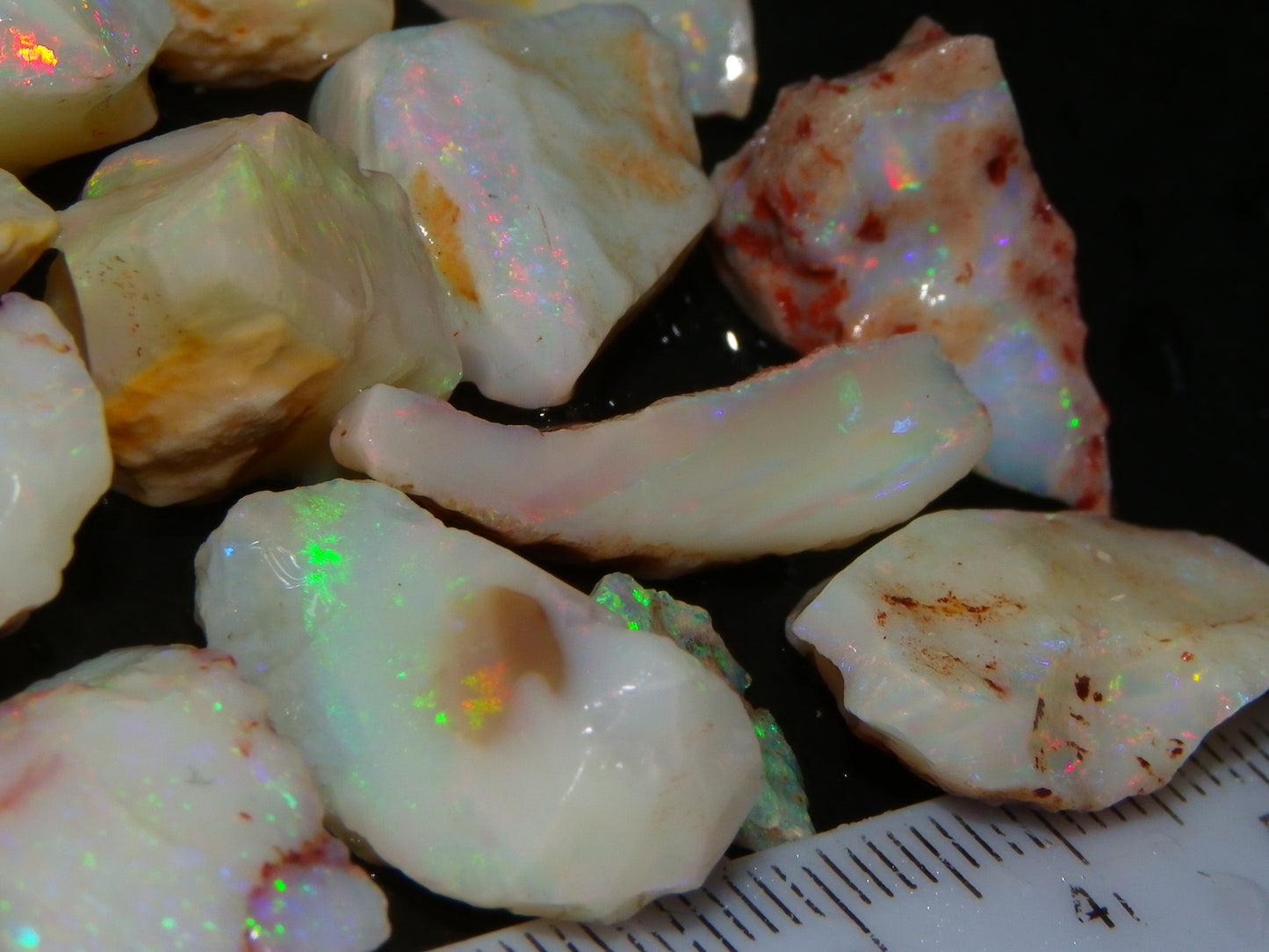 Nice Coober Pedy White/Milky Base Seam Opal Parcel 83.7cts Some Multicolours