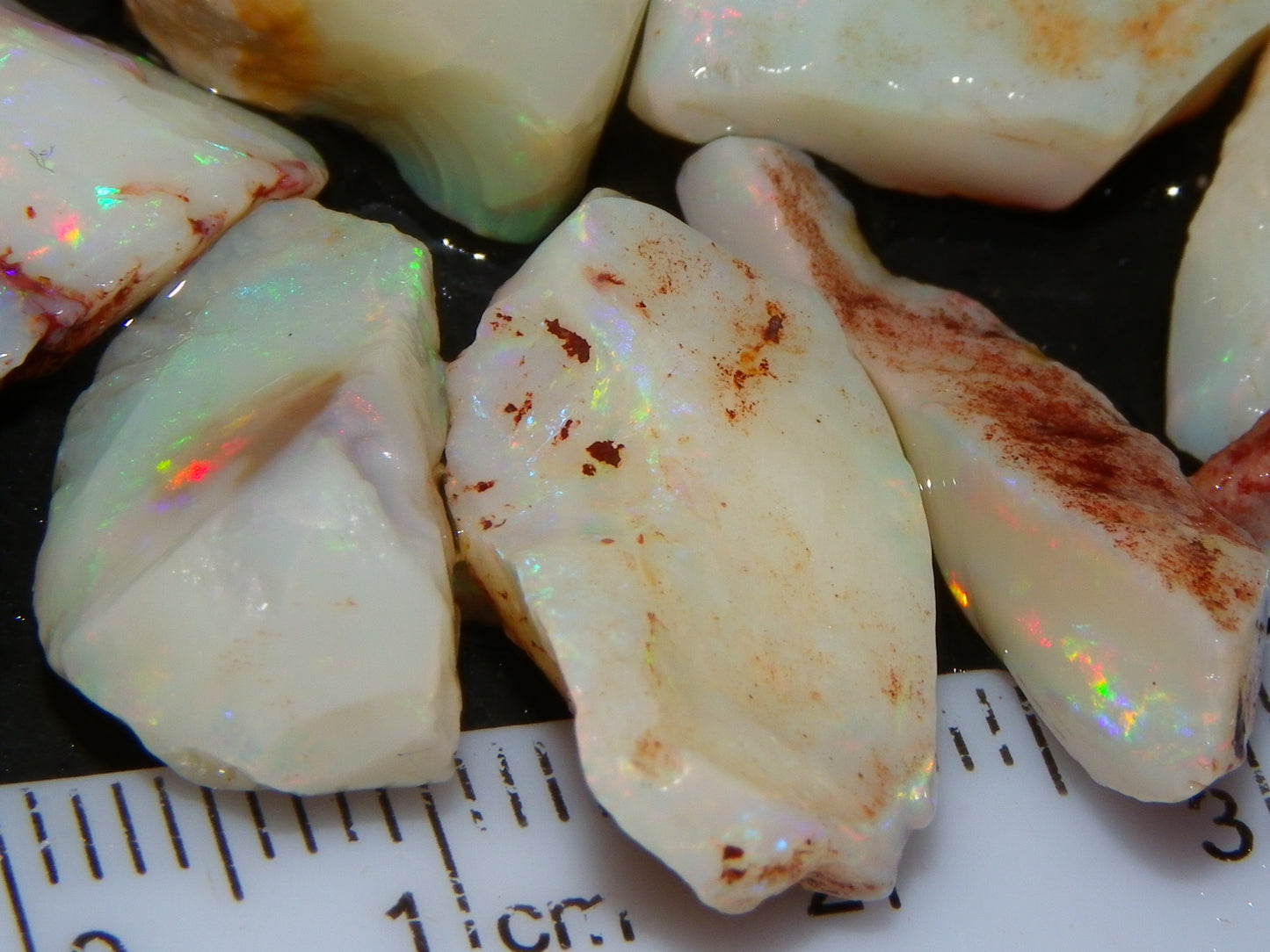 Nice Coober Pedy White/Milky Base Seam Opal Parcel 83.7cts Some Multicolours