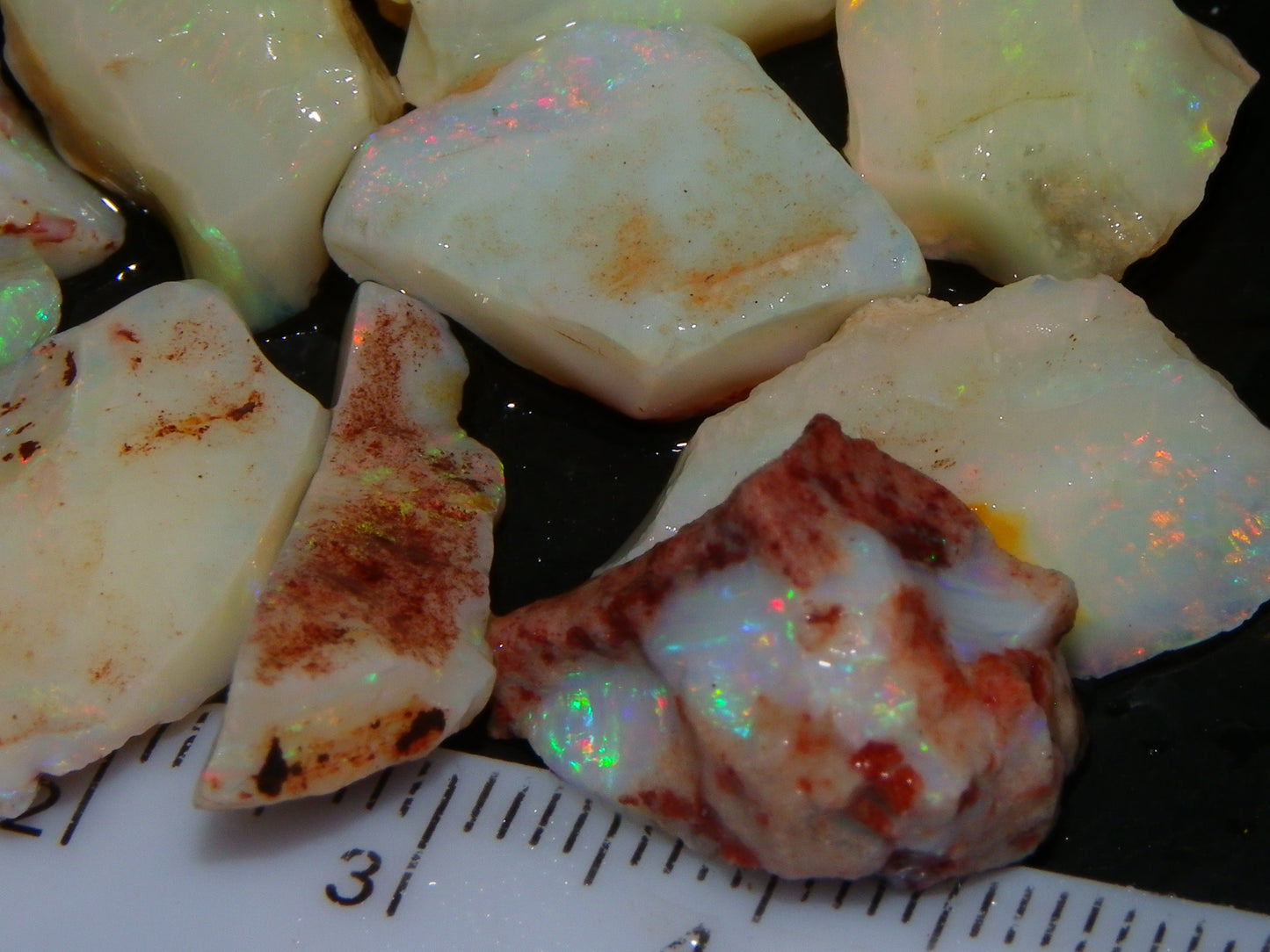 Nice Coober Pedy White/Milky Base Seam Opal Parcel 83.7cts Some Multicolours