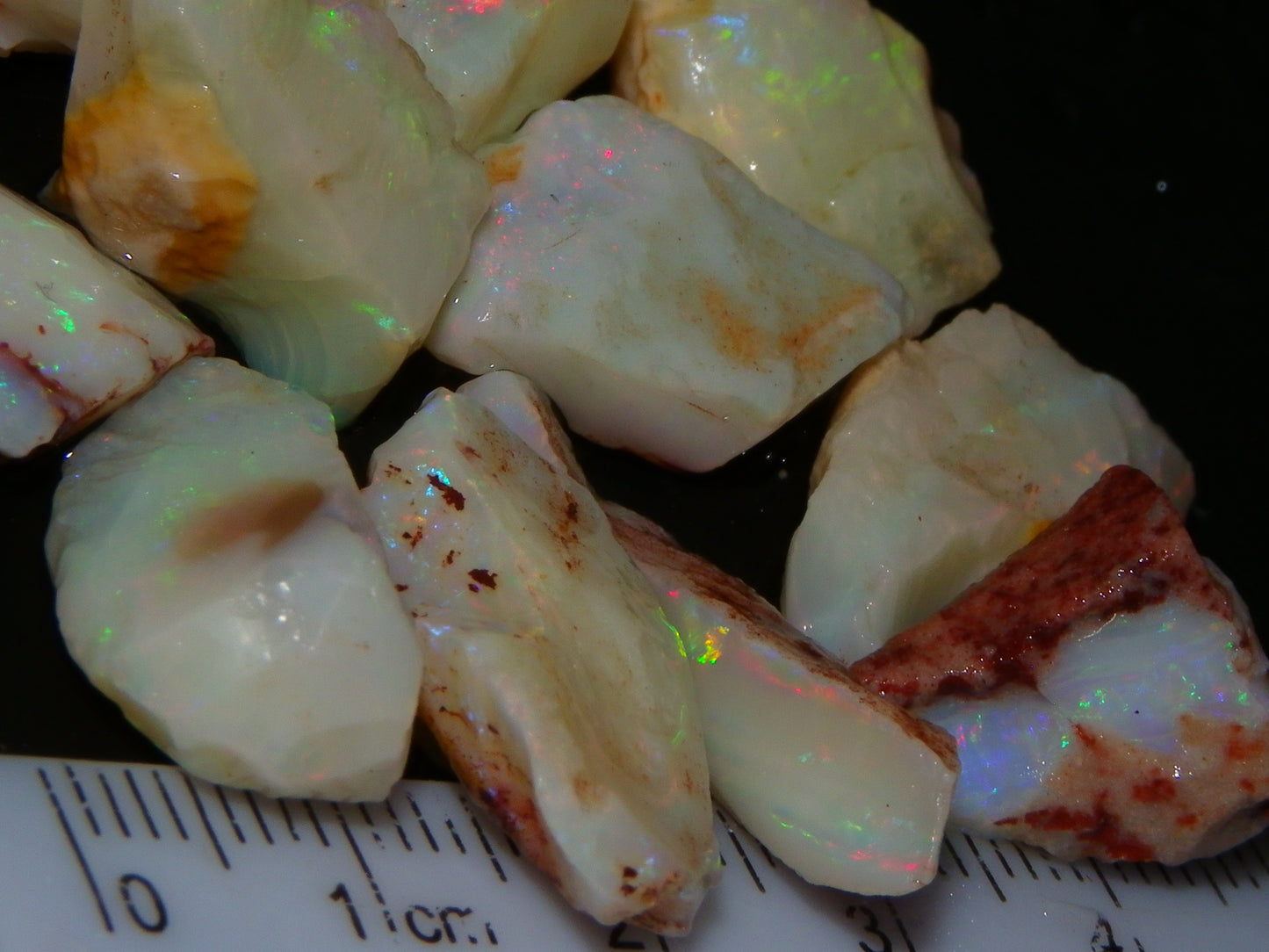 Nice Coober Pedy White/Milky Base Seam Opal Parcel 83.7cts Some Multicolours