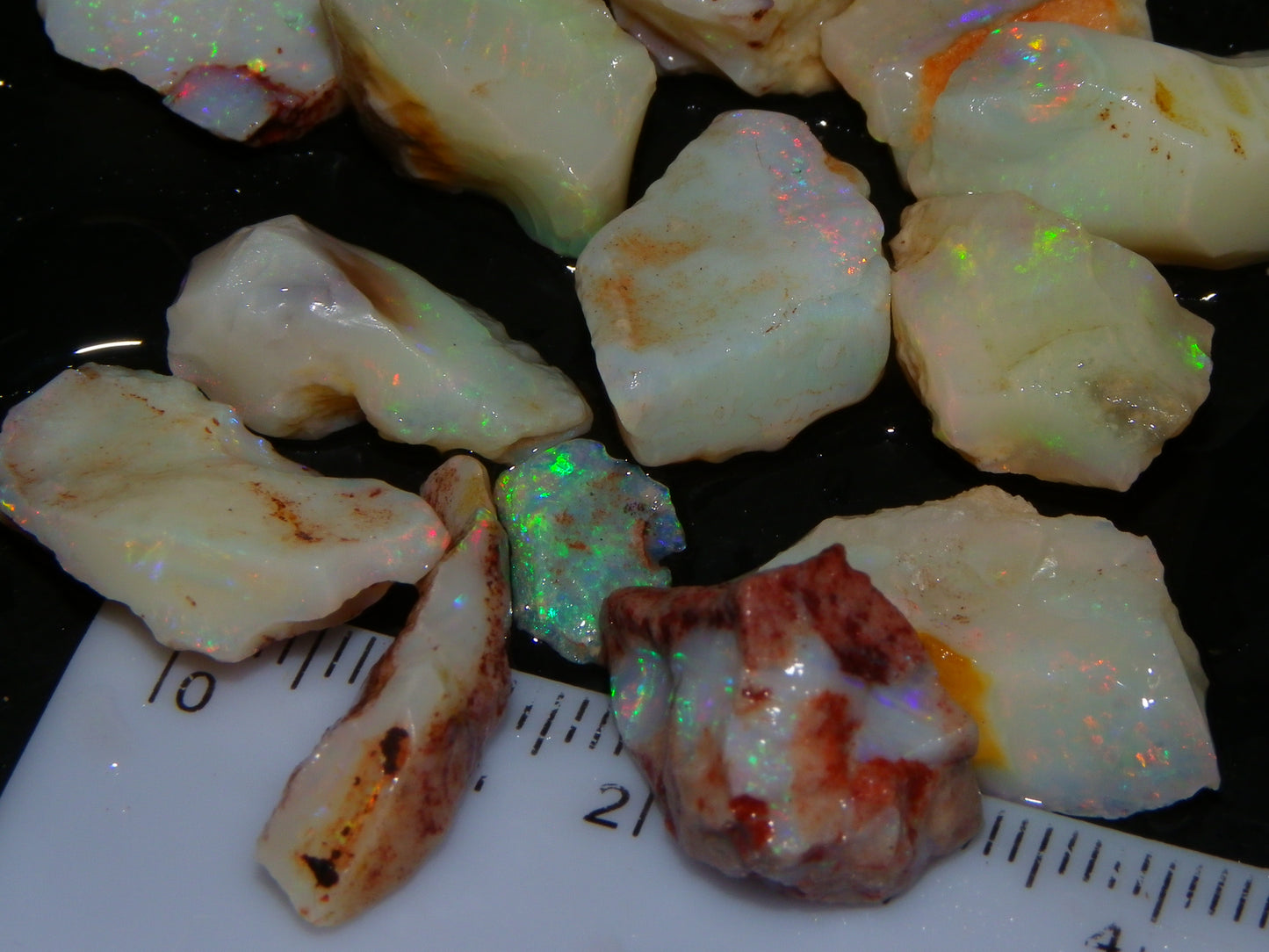 Nice Coober Pedy White/Milky Base Seam Opal Parcel 83.7cts Some Multicolours