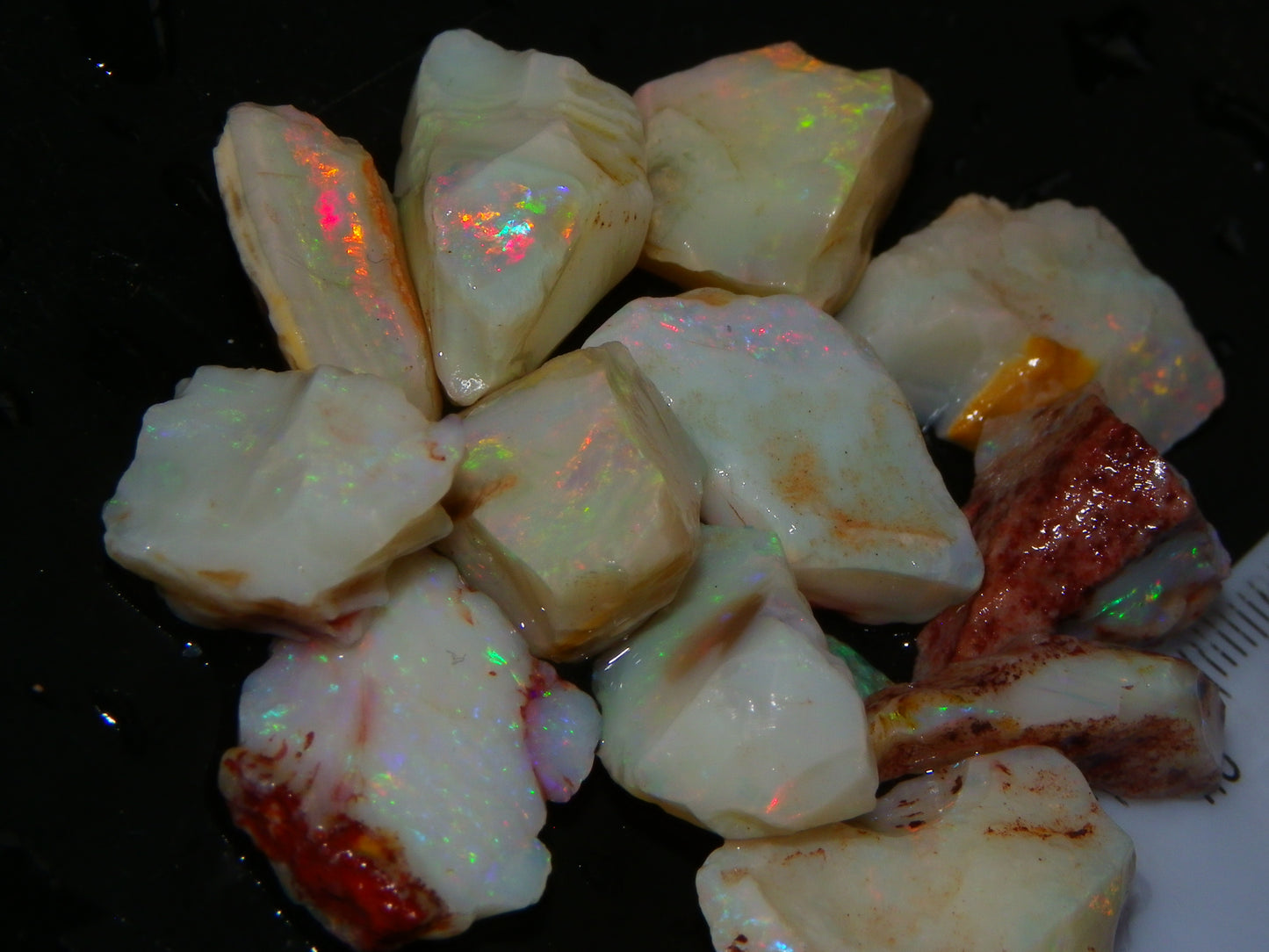 Nice Coober Pedy White/Milky Base Seam Opal Parcel 83.7cts Some Multicolours