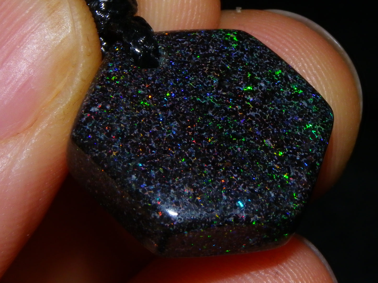 NIce Cut/Polished Andamooka Matrix Opal Pendant 27.45cts Blue/Green/Reds Australia