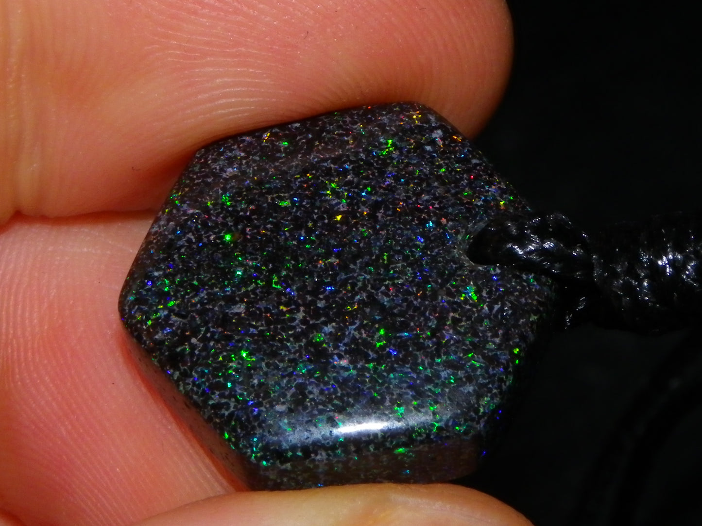 NIce Cut/Polished Andamooka Matrix Opal Pendant 27.45cts Blue/Green/Reds Australia