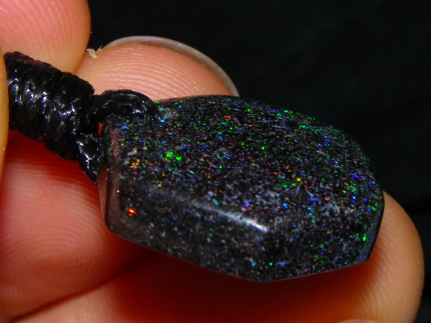 NIce Cut/Polished Andamooka Matrix Opal Pendant 27.45cts Blue/Green/Reds Australia