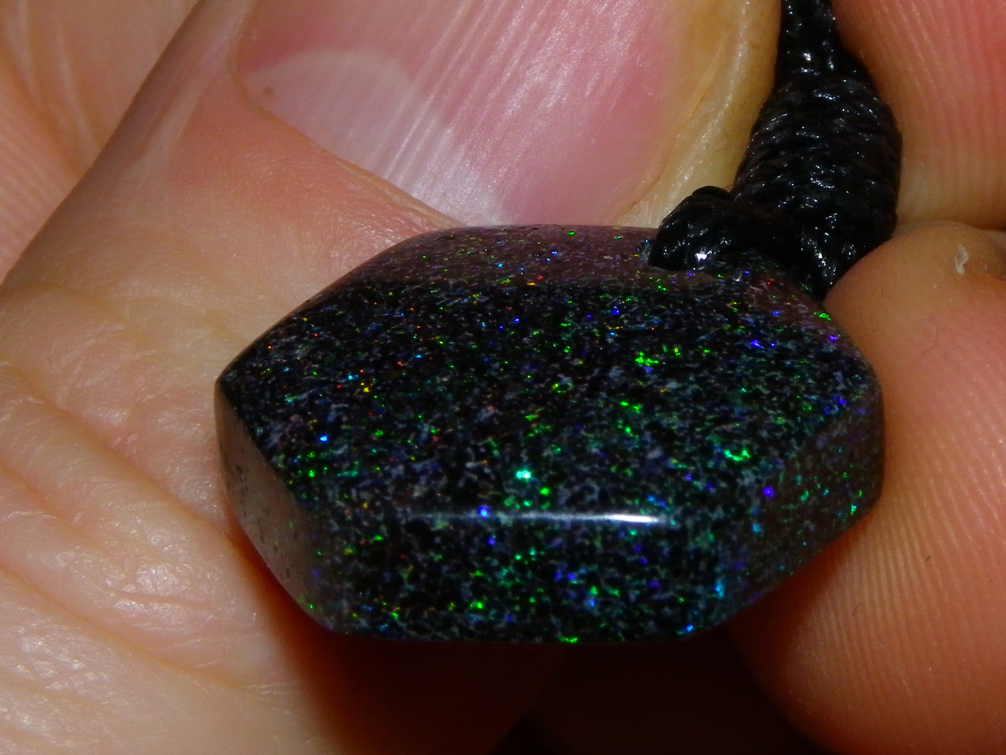 NIce Cut/Polished Andamooka Matrix Opal Pendant 27.45cts Blue/Green/Reds Australia