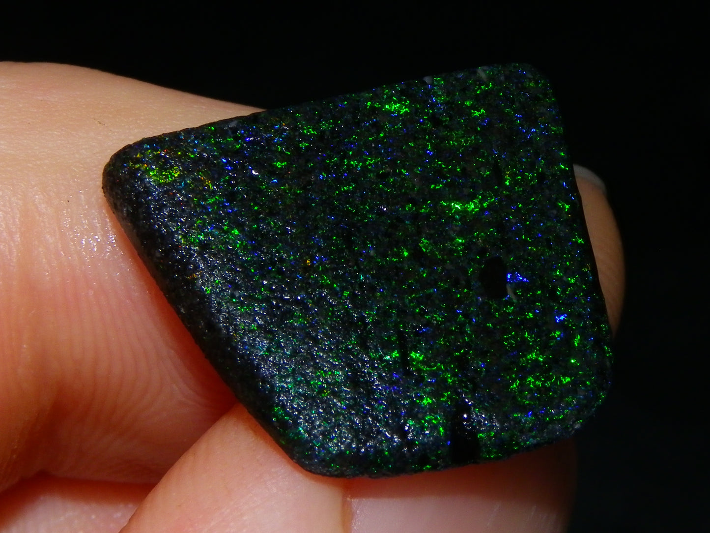 2 Rough/Sliced Andamooka Matrix Opals 24.35cts Green/Blues Specimens :)