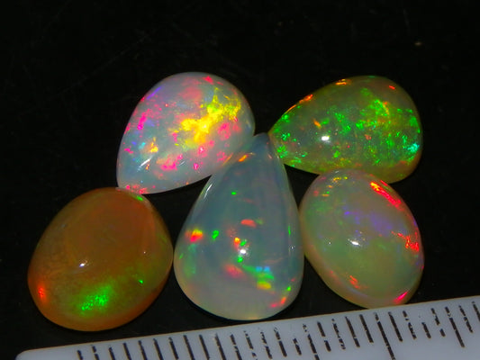 Nice Welo Crystal Opal Cabs 11.33cts Multicolour Fires Ethiopia Mixed Base