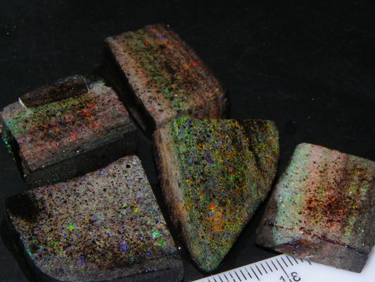 Nice Rough/Sliced/Treated Andamooka Matrix Opal Parcel 154cts Some Fires
