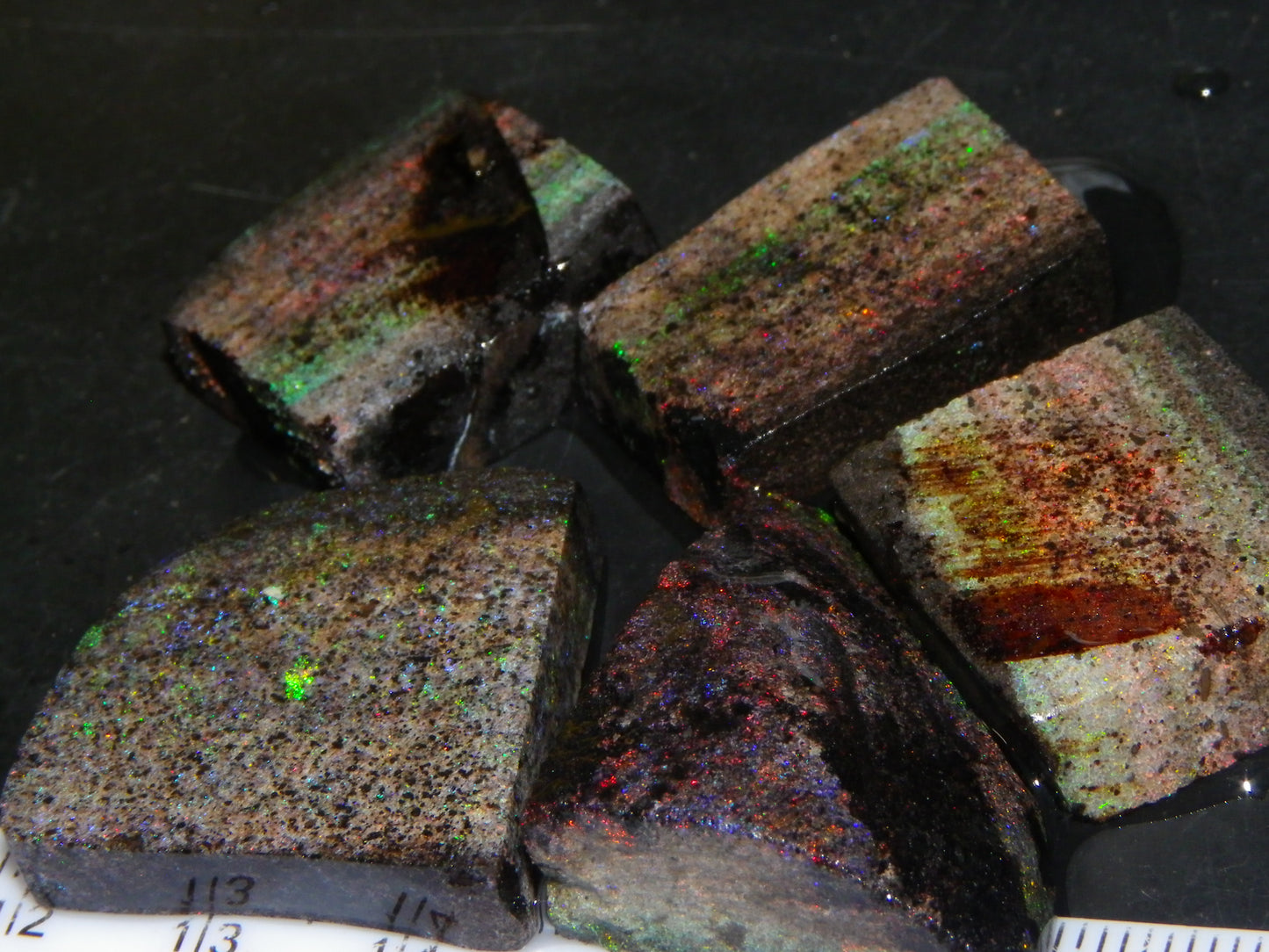 Nice Rough/Sliced/Treated Andamooka Matrix Opal Parcel 154cts Some Fires