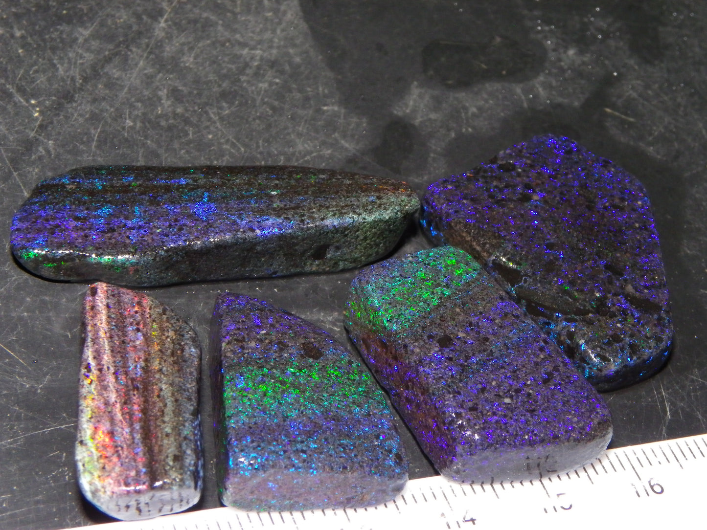 Nice Rough/sliced/Treated Andamooka Matrix Opals 140cts Blue/Purple/Greens :)