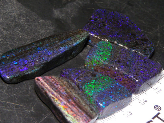 Nice Rough/sliced/Treated Andamooka Matrix Opals 140cts Blue/Purple/Greens :)