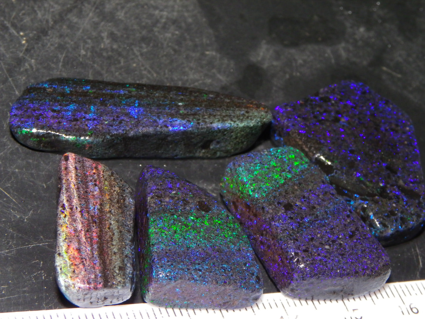 Nice Rough/sliced/Treated Andamooka Matrix Opals 140cts Blue/Purple/Greens :)