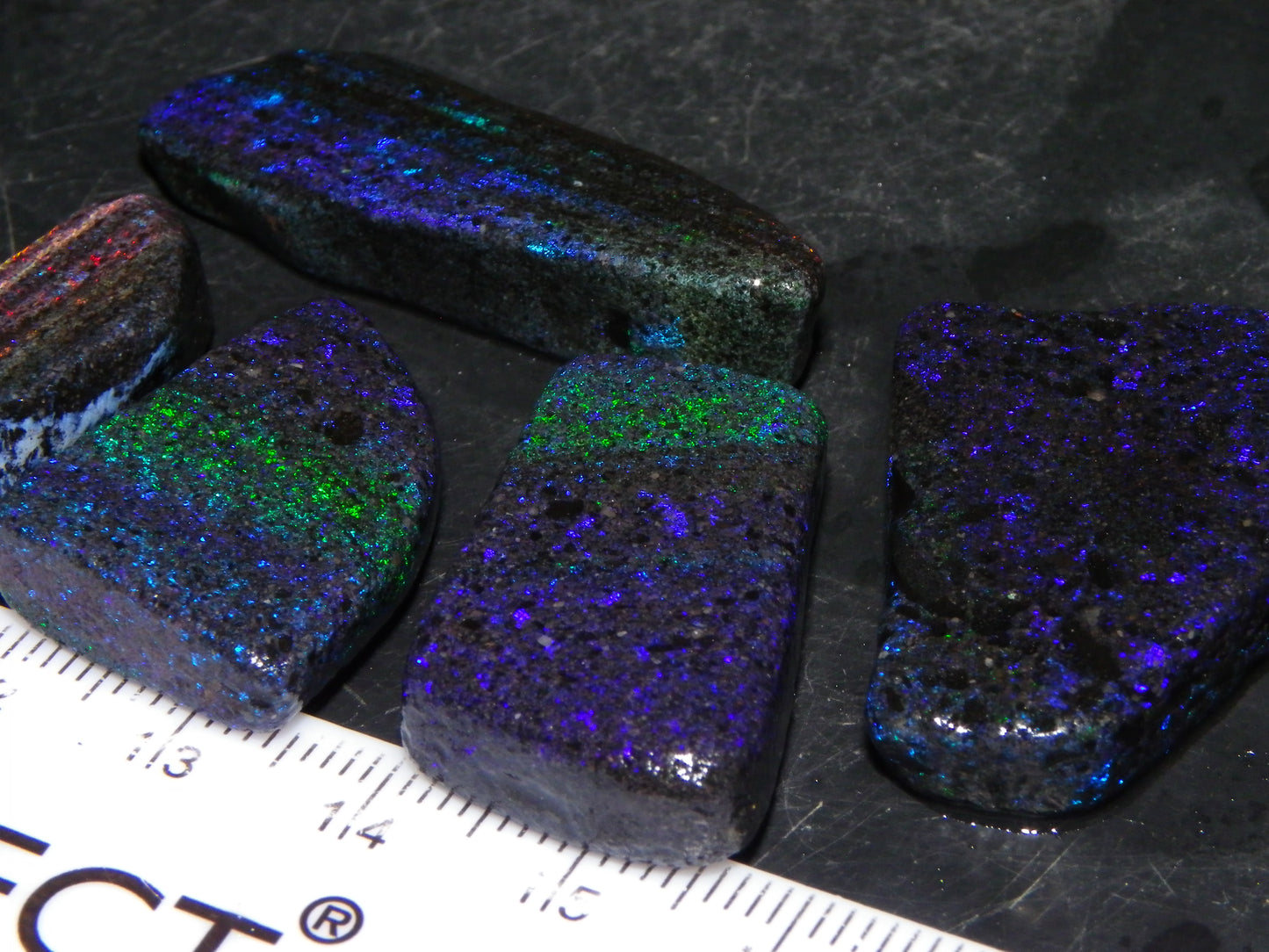 Nice Rough/sliced/Treated Andamooka Matrix Opals 140cts Blue/Purple/Greens :)