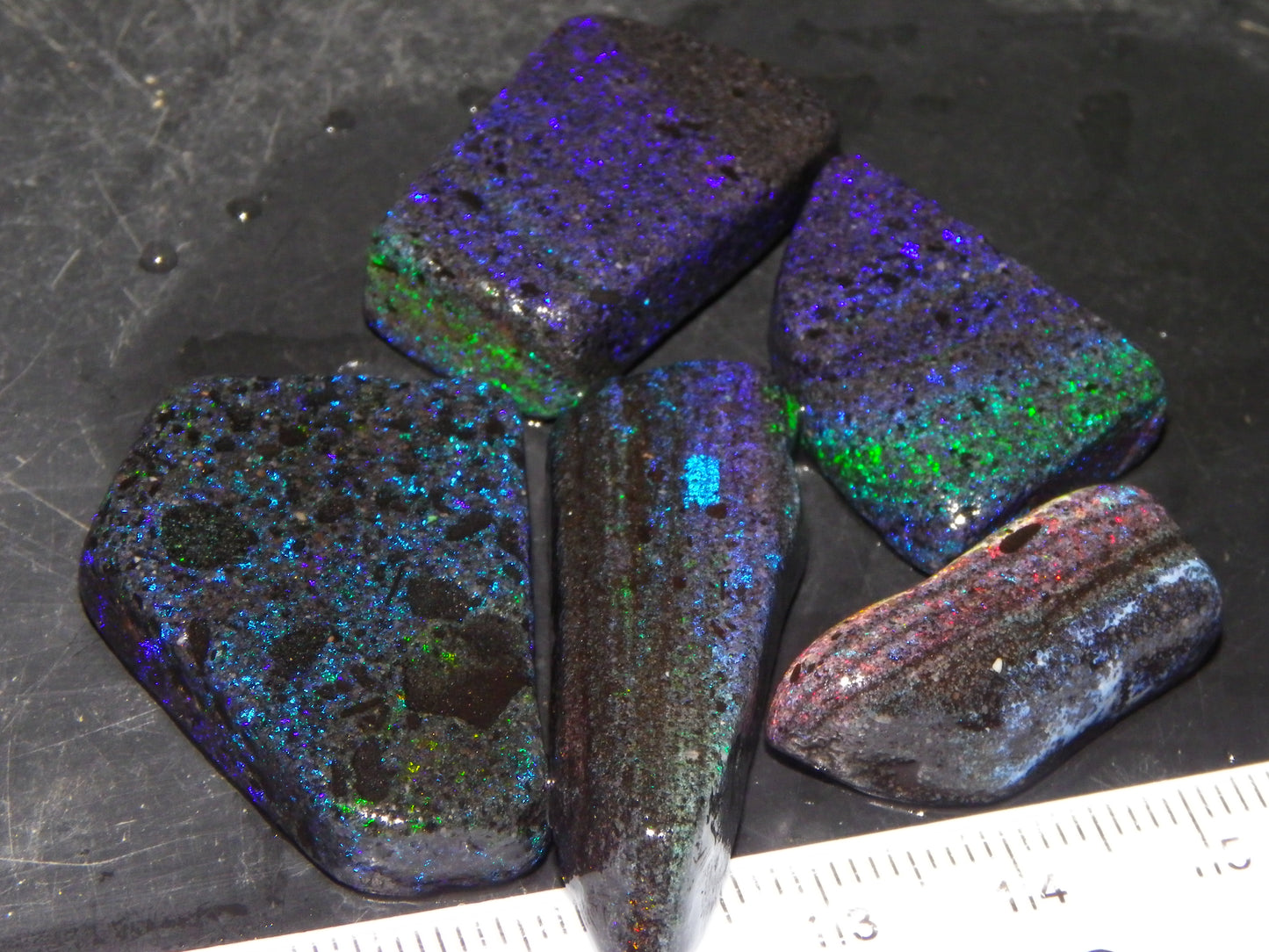 Nice Rough/sliced/Treated Andamooka Matrix Opals 140cts Blue/Purple/Greens :)