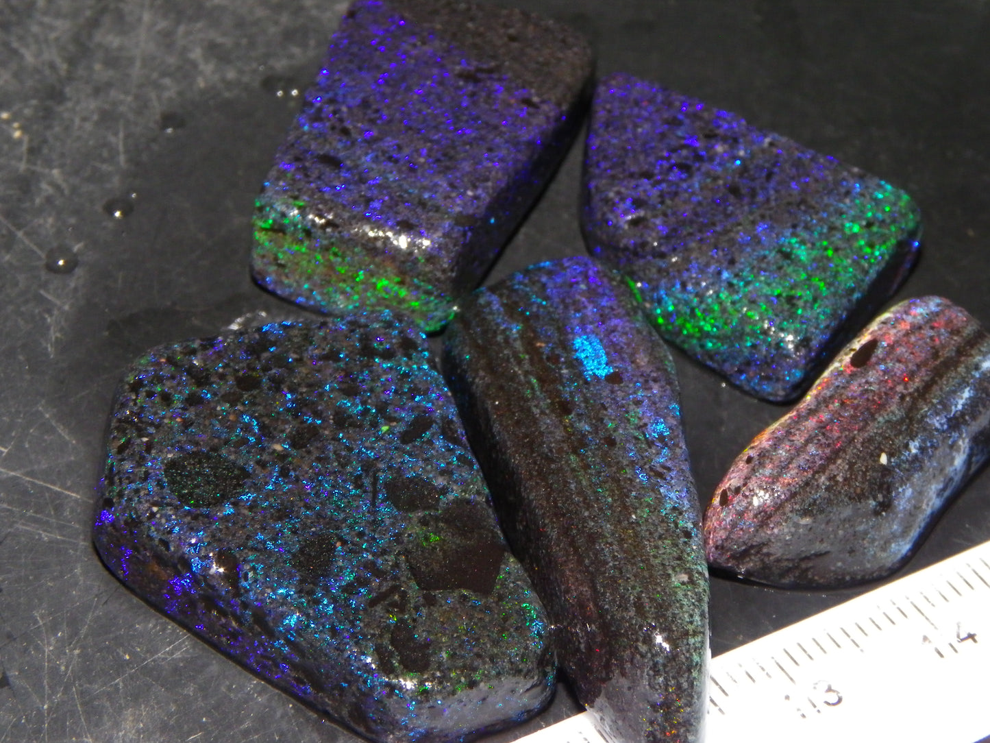 Nice Rough/sliced/Treated Andamooka Matrix Opals 140cts Blue/Purple/Greens :)