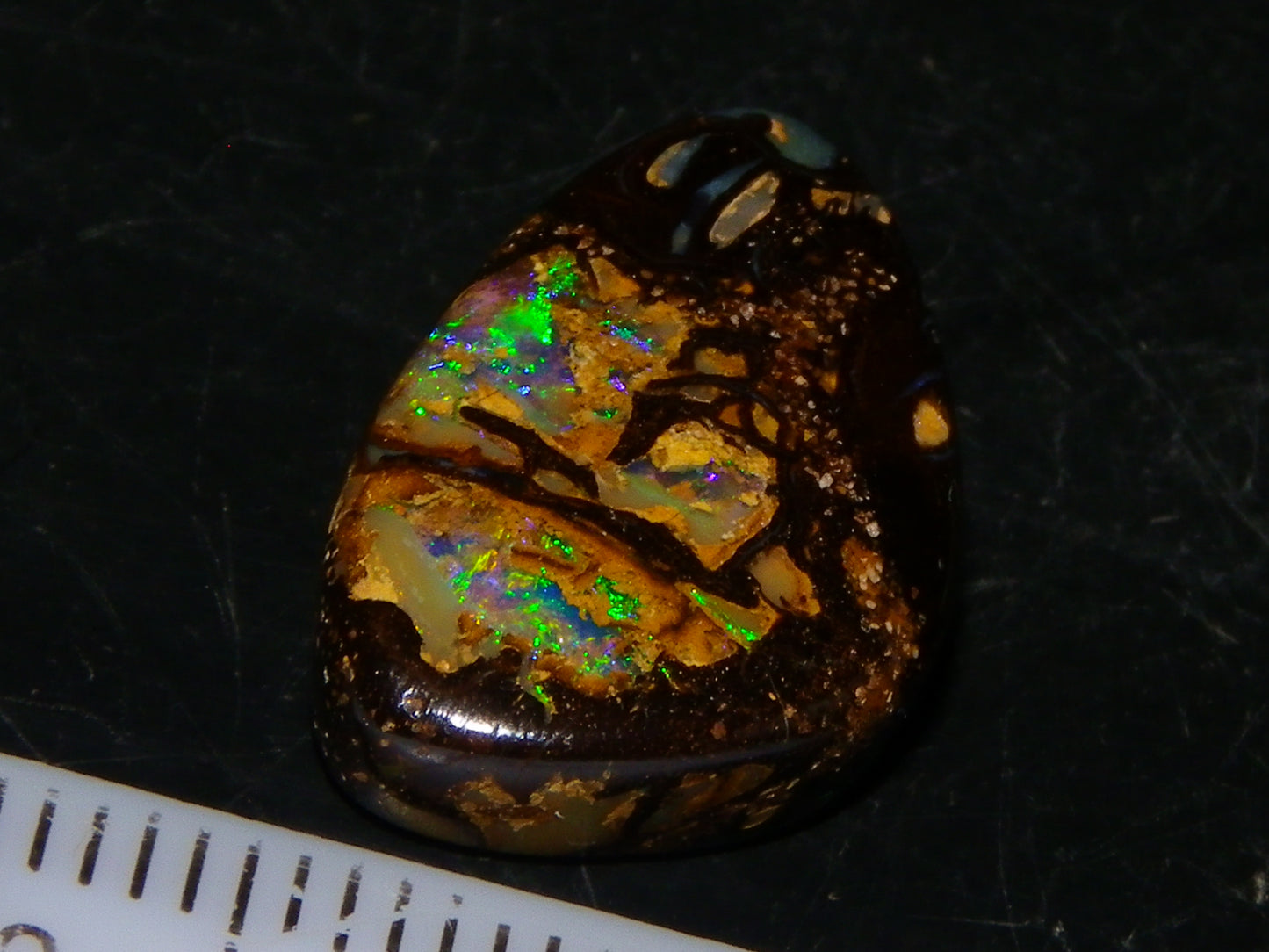 Nice Quality Cut/Polished Boulder Opal Cab 10.95cts Blue/Green Fires Qld Australia