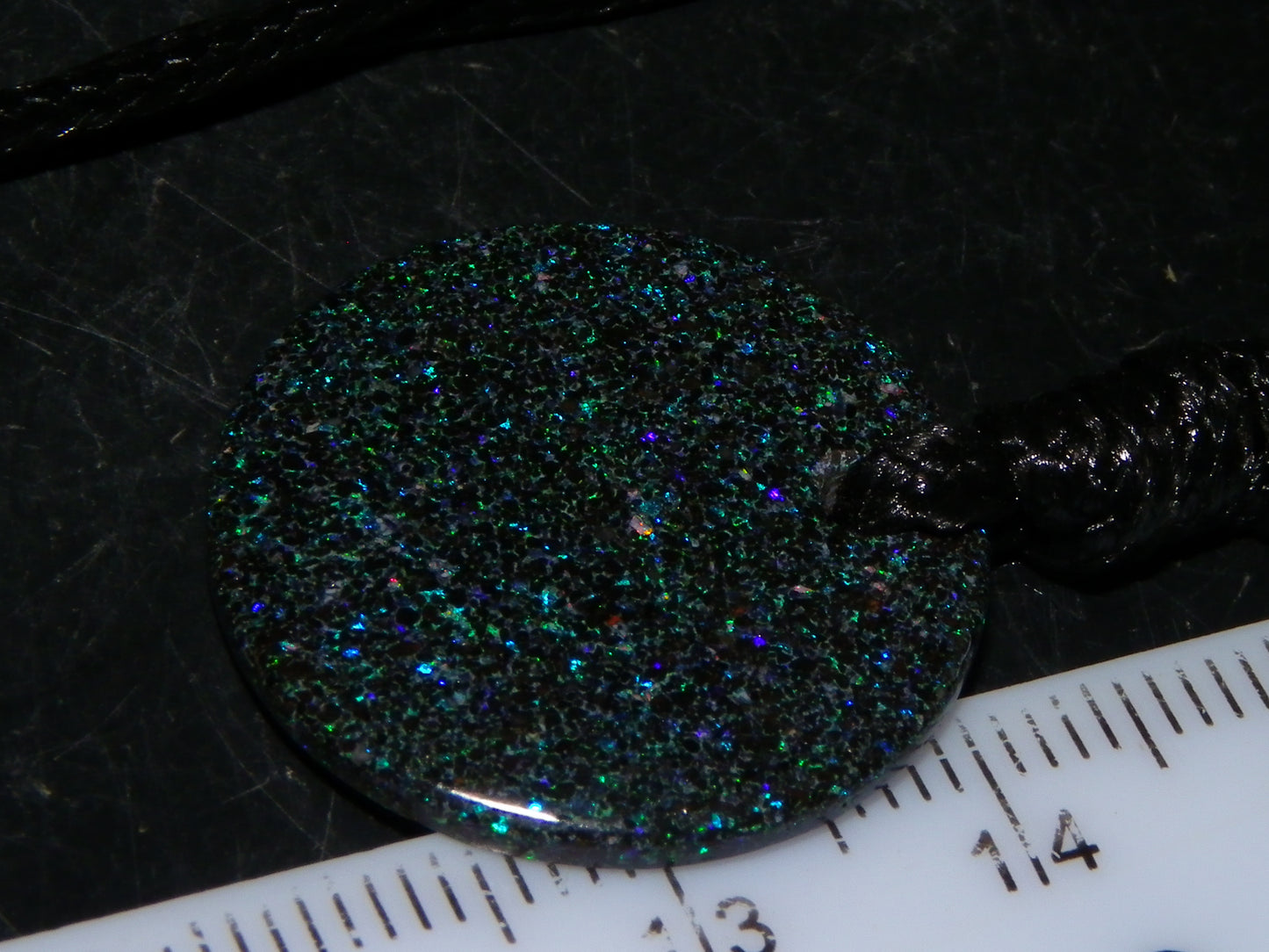 Nice Andamooka Matrix Opal Pendant 19.6cts Inc Cord Blue/Green Fires Australia