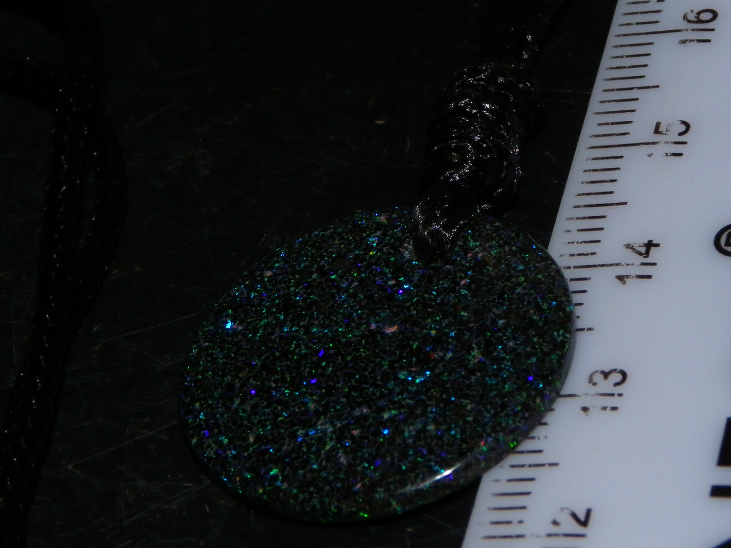 Nice Andamooka Matrix Opal Pendant 19.6cts Inc Cord Blue/Green Fires Australia