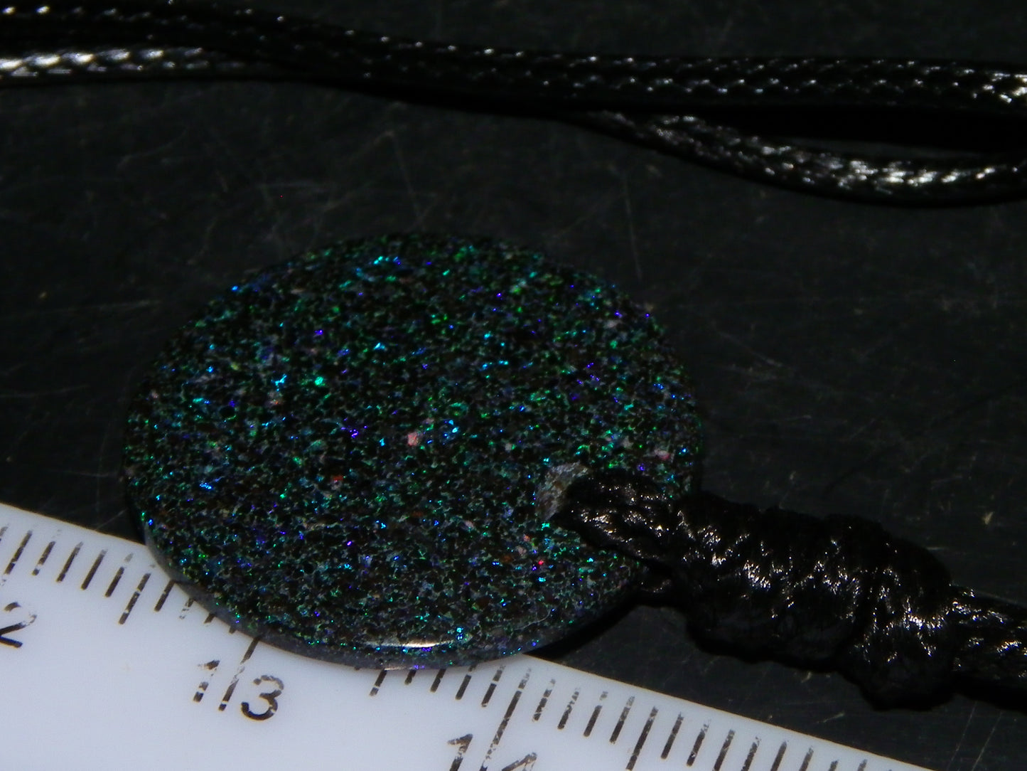 Nice Andamooka Matrix Opal Pendant 19.6cts Inc Cord Blue/Green Fires Australia