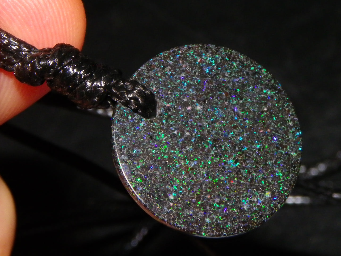 Nice Andamooka Matrix Opal Pendant 19.6cts Inc Cord Blue/Green Fires Australia