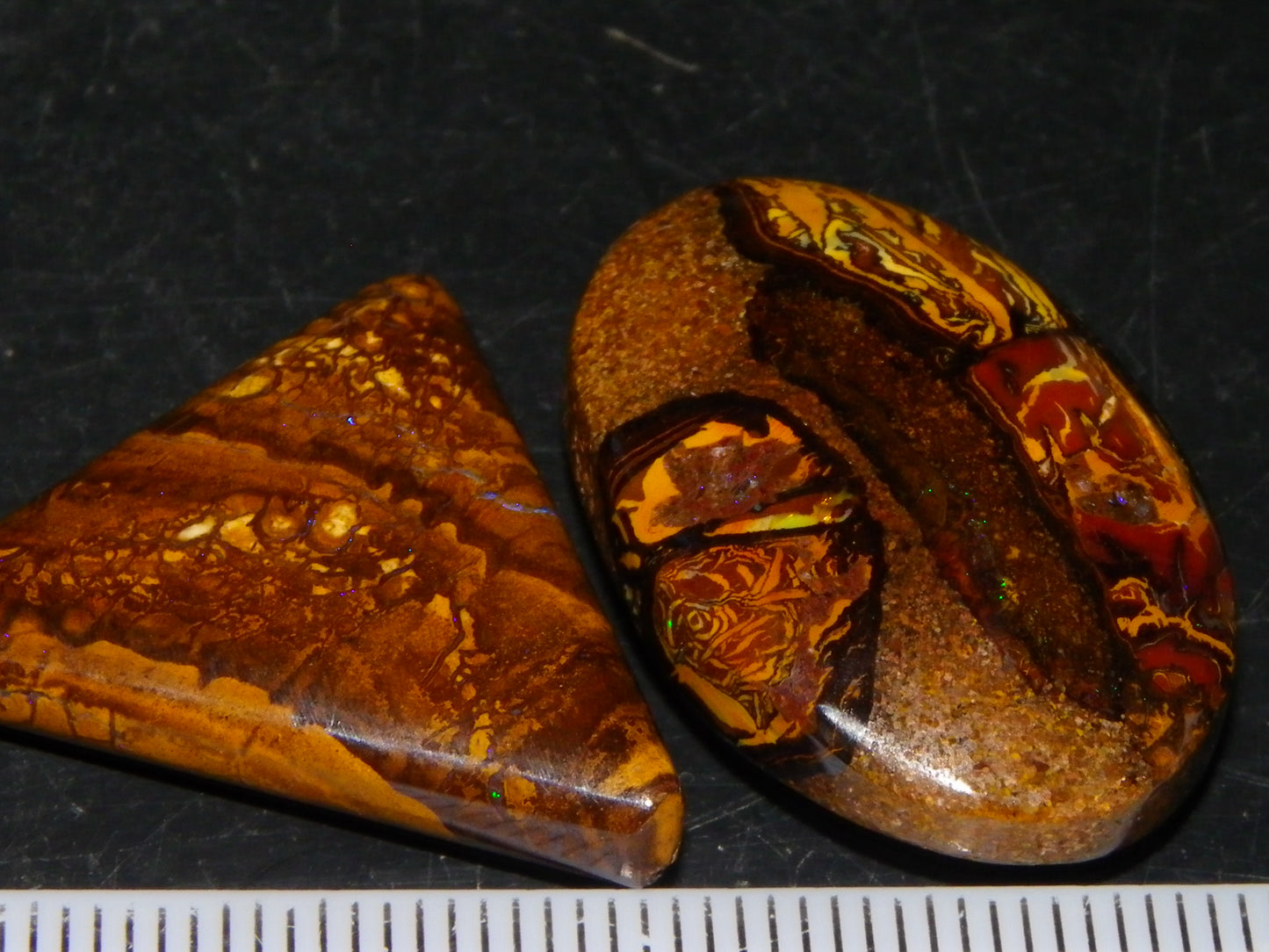 2 Cut/Polished Koroit Opal Cabs/Freeforms 61cts Some Fires/Patterns QueenslandAustralia