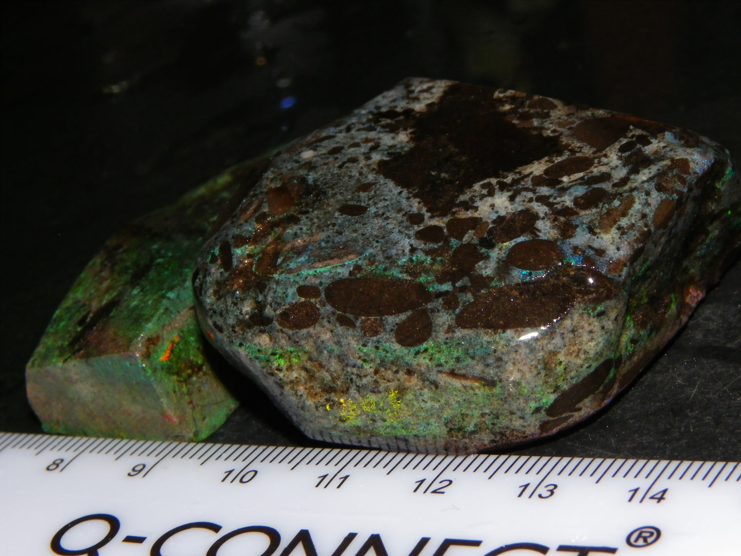 2 Treated/Andamooka Matrix Opal Rough Specimens 417cts Green/Pink Fires