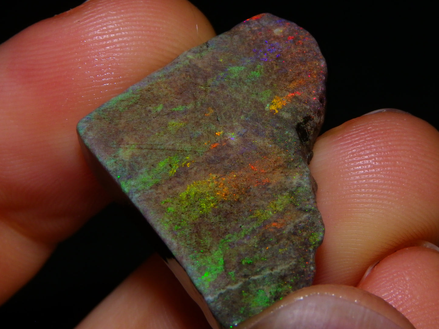 5 Nice Rough/Sliced Andamooka Matrix Opals 77.1cts Orange/Green Fires :)