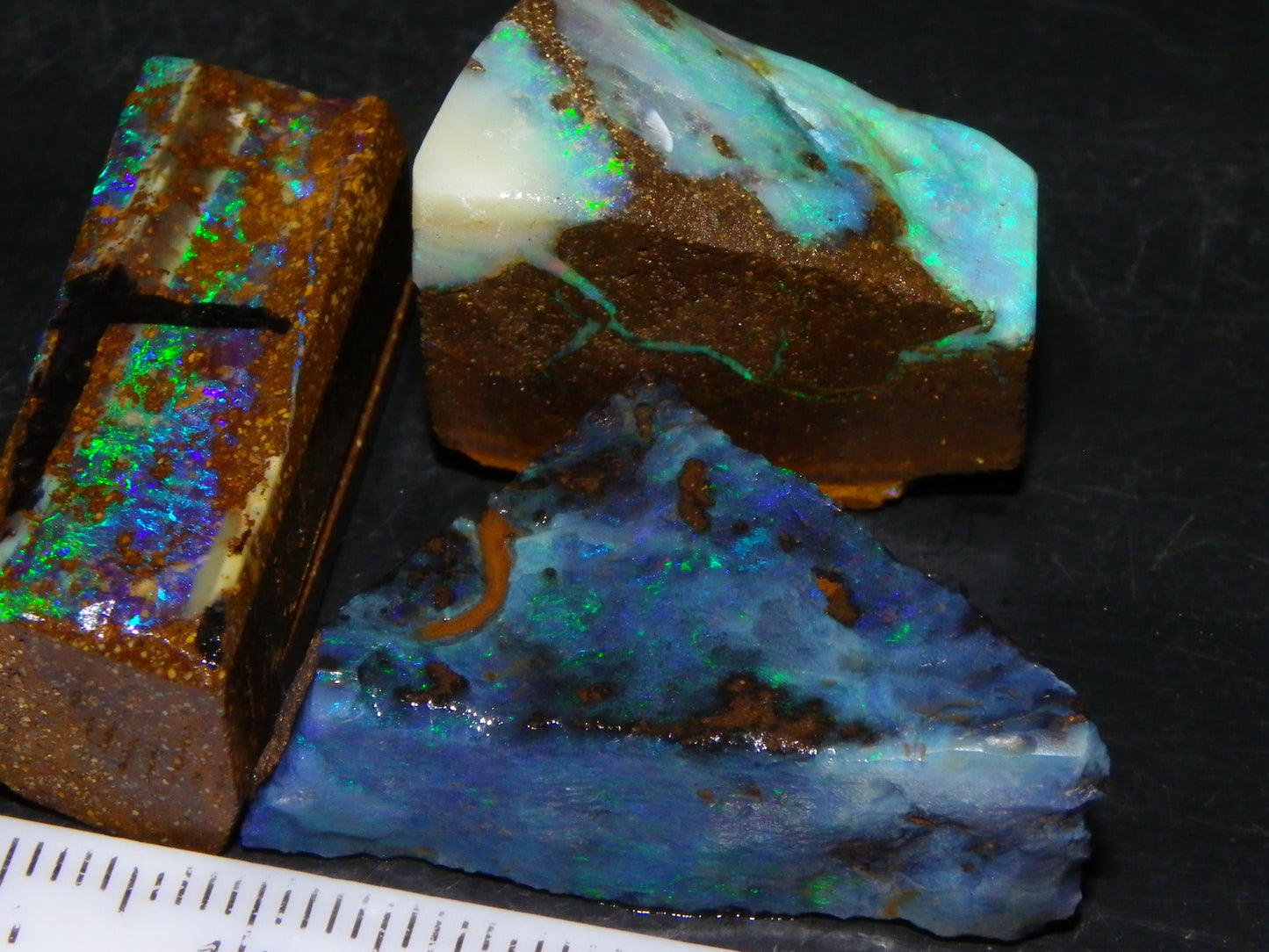 3 Nice Rough/Sliced Boulder Opal specimens 172.5cts Queensland Australia